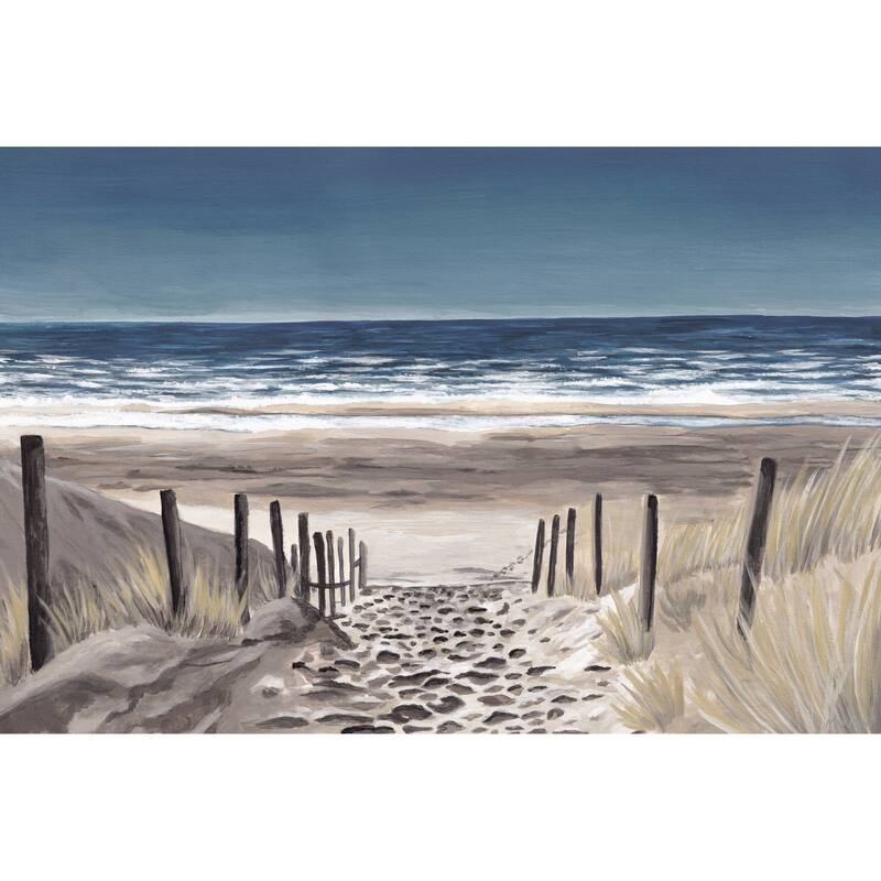 'Fenced Beach Path' Painting Print on Wrapped Canvas