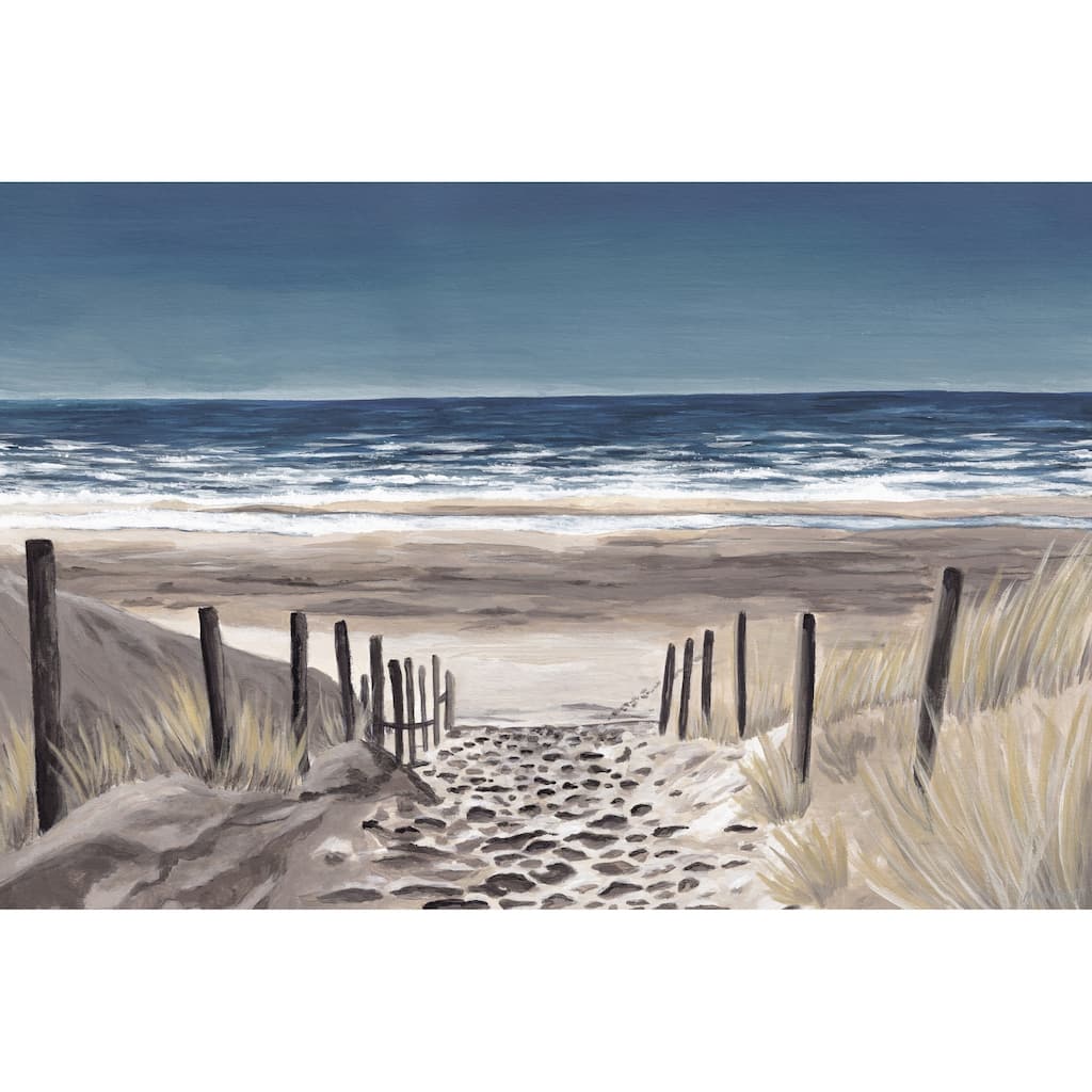 'Fenced Beach Path' Painting Print on Wrapped Canvas