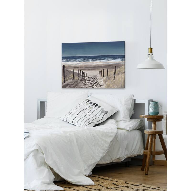 'Fenced Beach Path' Painting Print on Wrapped Canvas