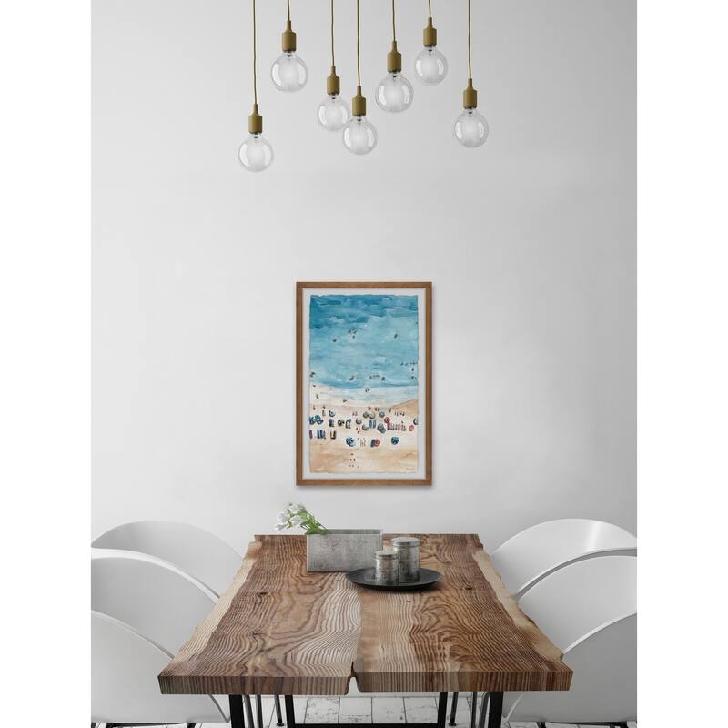 'Crowded Beach Umbrellas II' Framed Painting Print