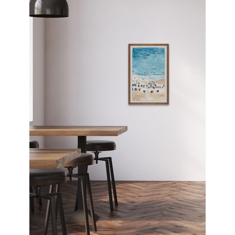 'Crowded Beach Umbrellas II' Framed Painting Print