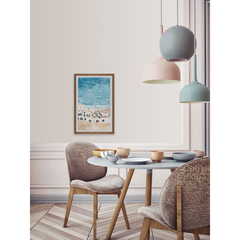 'Crowded Beach Umbrellas II' Framed Painting Print
