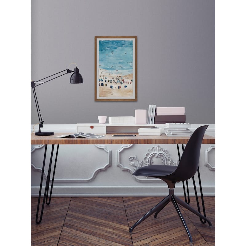 'Crowded Beach Umbrellas II' Framed Painting Print