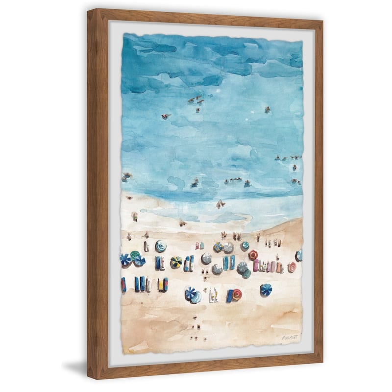 'Crowded Beach Umbrellas II' Framed Painting Print
