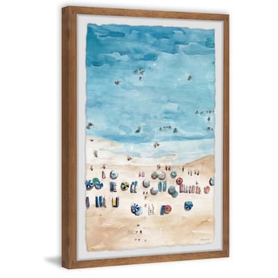 'Crowded Beach Umbrellas II' Framed Painting Print