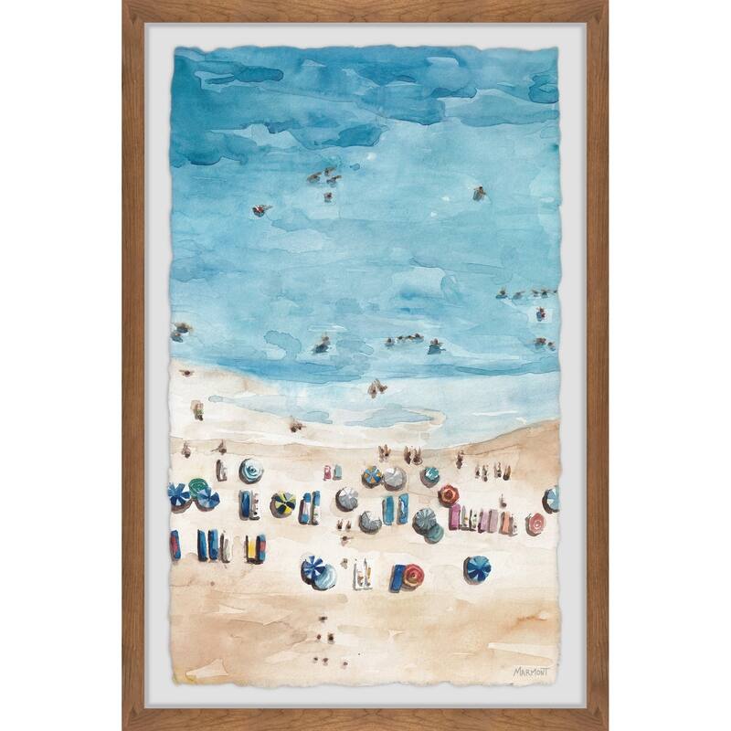 'Crowded Beach Umbrellas II' Framed Painting Print