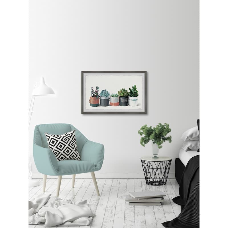 Lined Up Succulent' Framed Painting Print