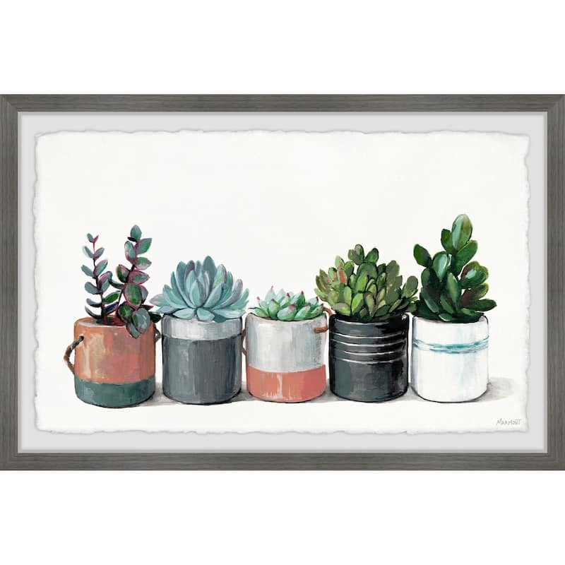 Lined Up Succulent' Framed Painting Print