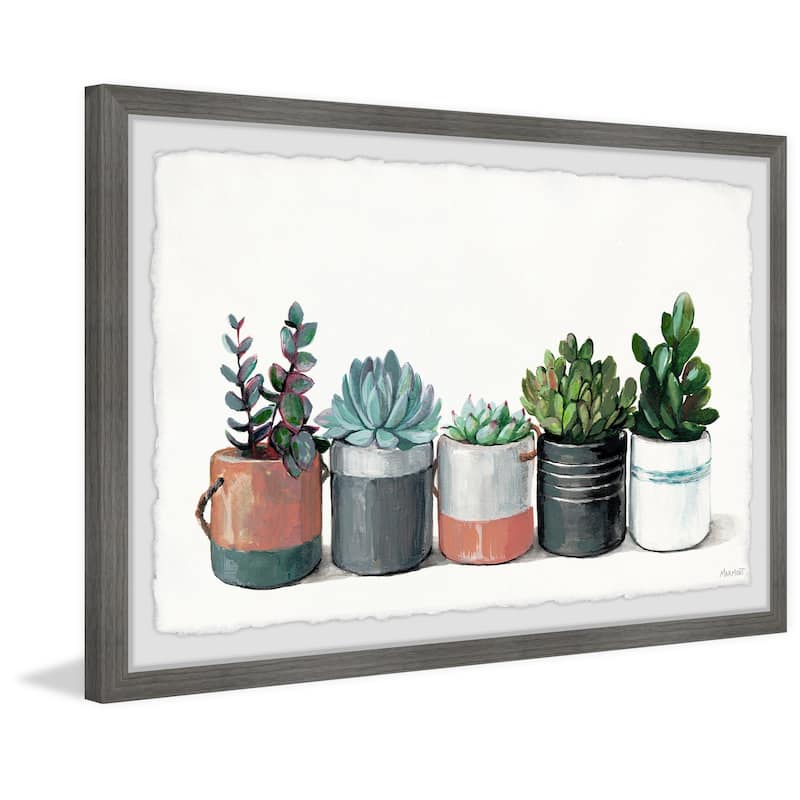 Lined Up Succulent' Framed Painting Print
