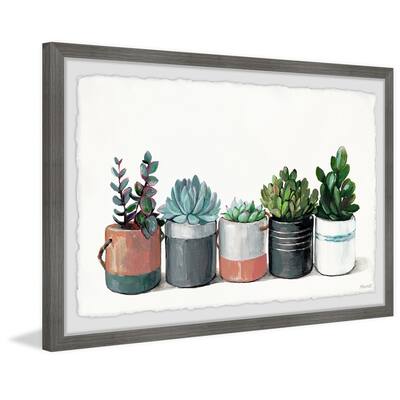 Lined Up Succulent' Framed Painting Print