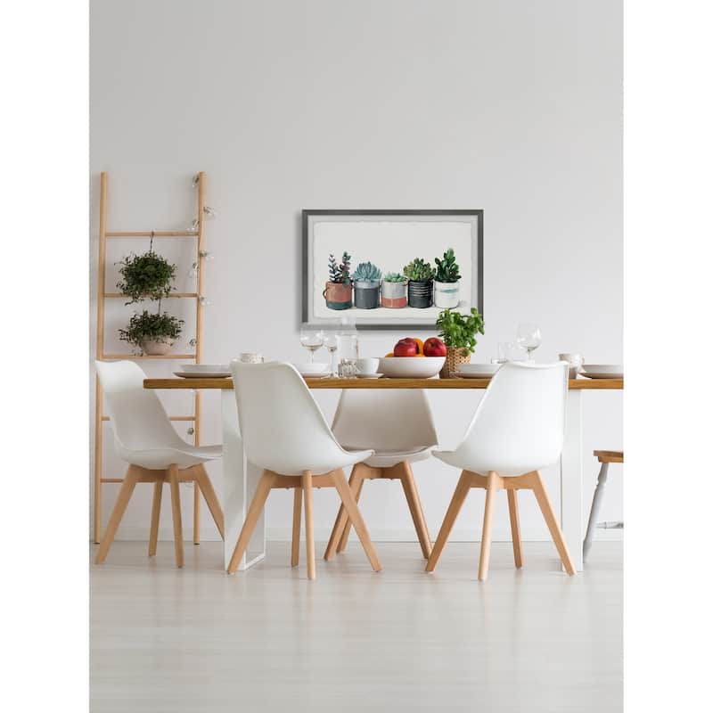 Lined Up Succulent' Framed Painting Print