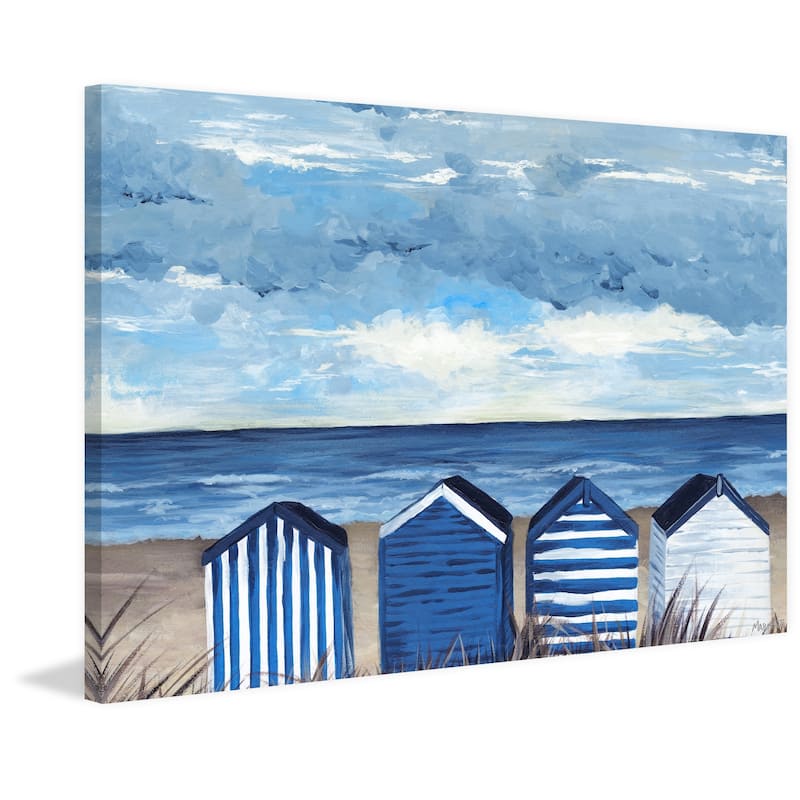Carson Carrington 'Blue and White Beach Huts' Painting Print on Wrapped Canvas