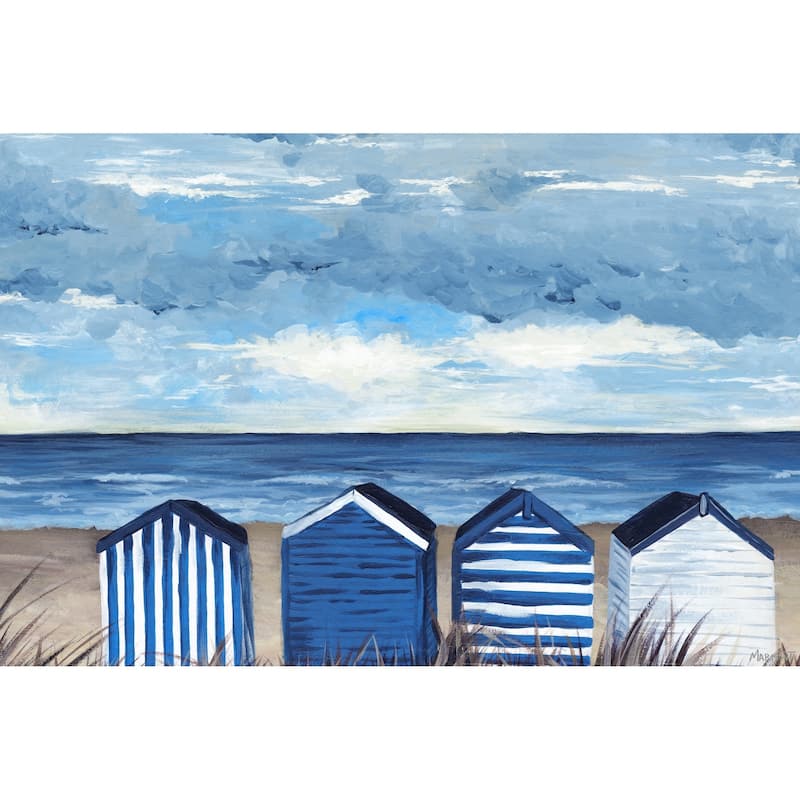 Carson Carrington 'Blue and White Beach Huts' Painting Print on Wrapped Canvas
