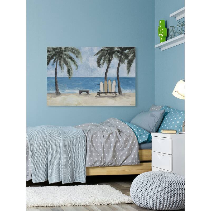 'Surfboards and Palm Trees' Painting Print on Wrapped Canvas