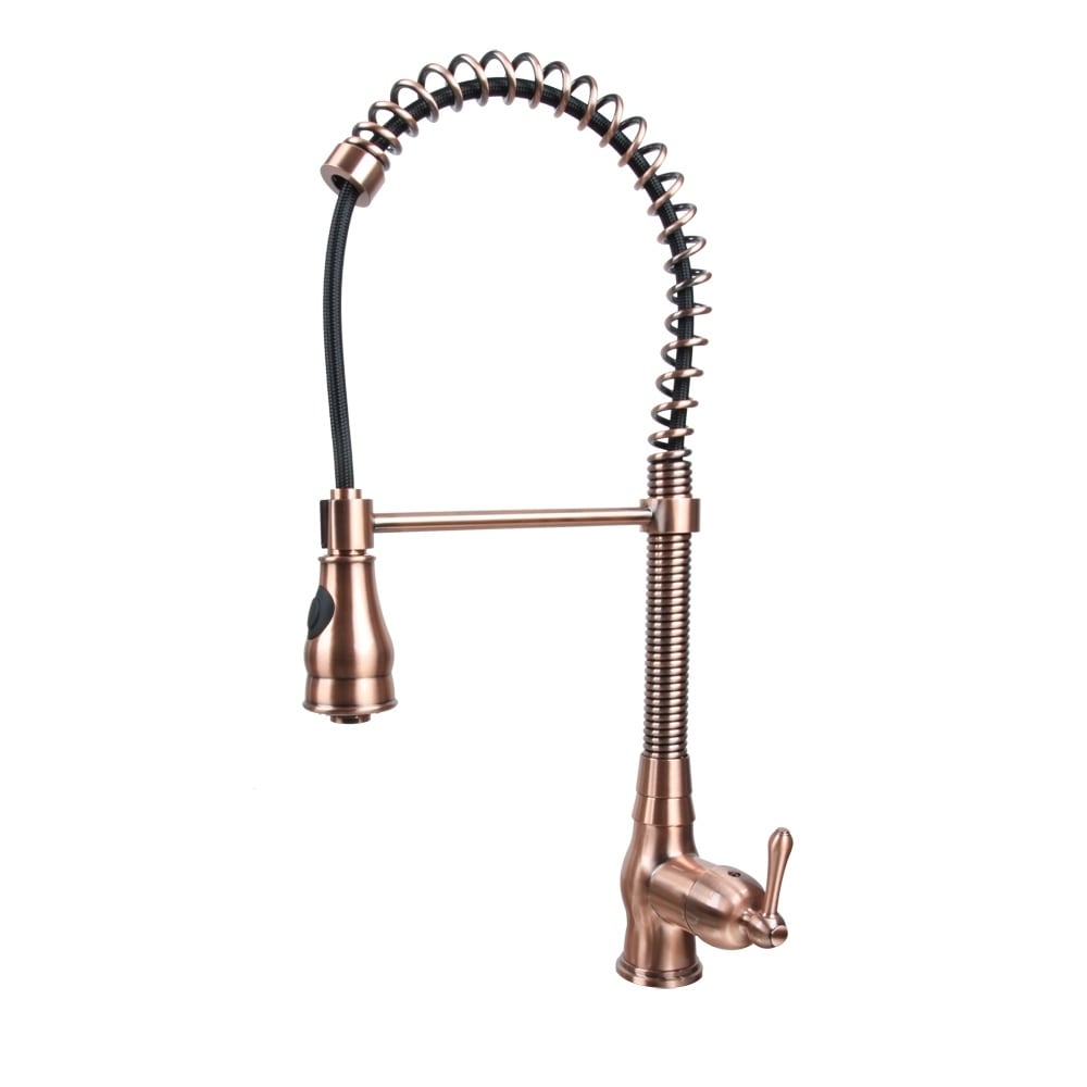 One Handle Pre Rinse Spring Pull Down Copper Kitchen Faucet Overstock 30244077