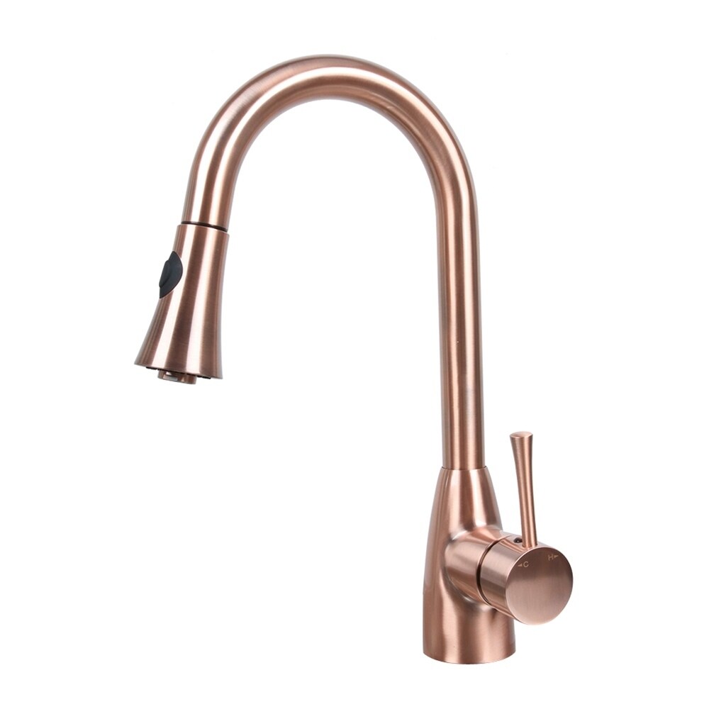 One Handle Pull Down Copper Kitchen Faucet Overstock 30244080