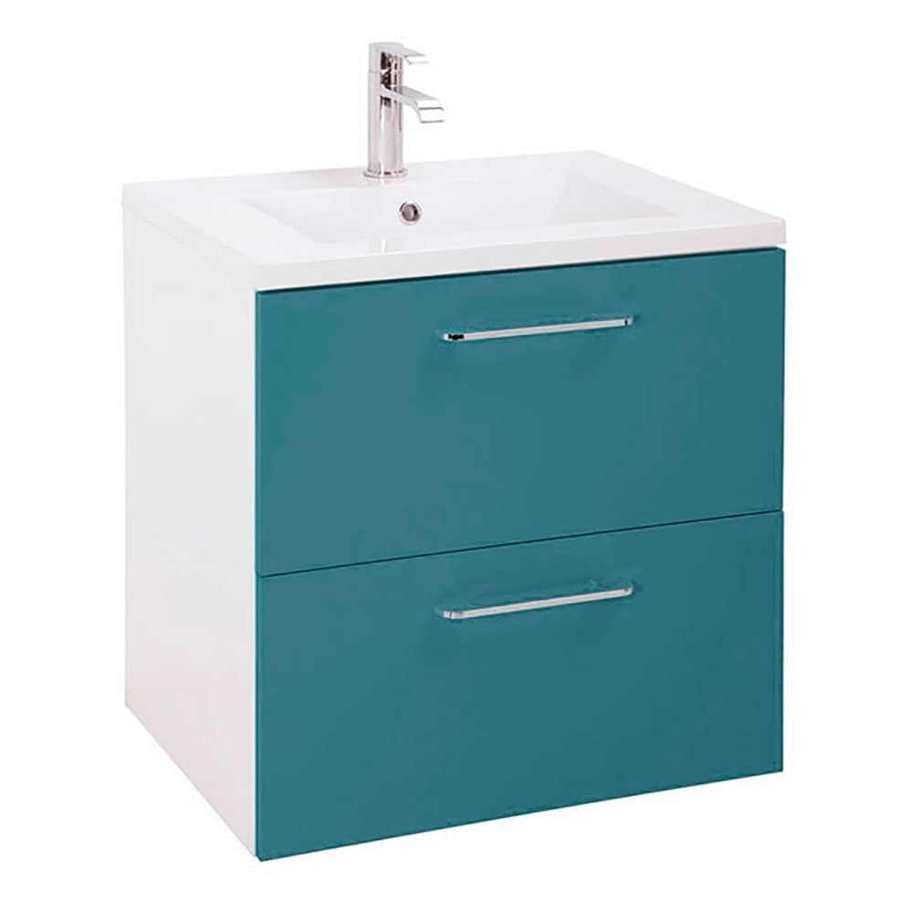 Shop 24 Happy Modern Bathroom Vanity Blue 24 X 24 X 18 Inch Vanity Ceramic Top And Mirror 2 Drawers On Sale Overstock 30244084