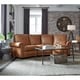 preview thumbnail 2 of 6, Orly Distressed Brown Top Grain Leather Power Reclining Curved Sofa