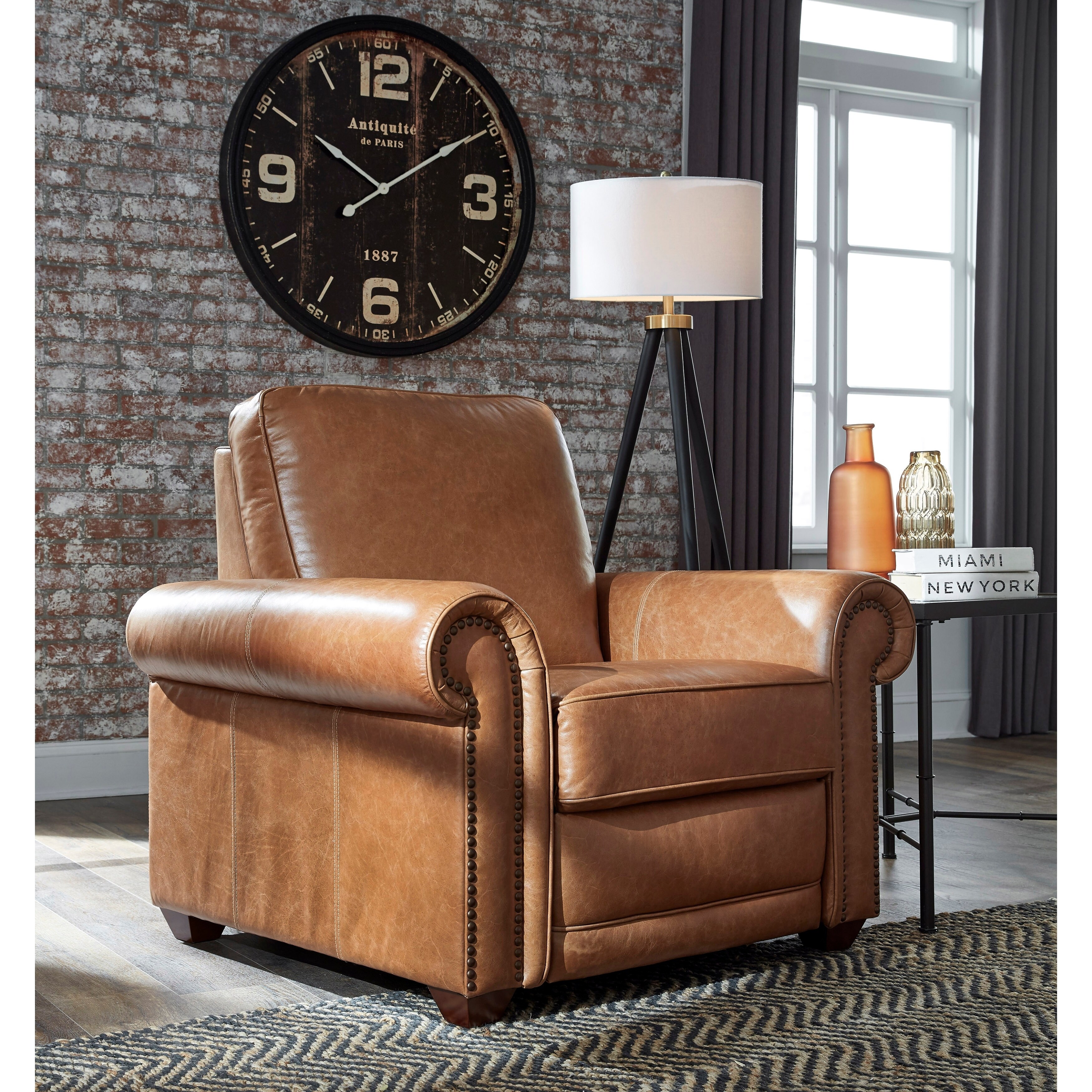 Distressed leather store recliner