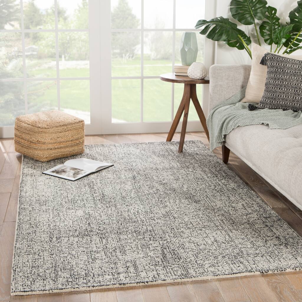 Carson Carrington Tannsele Handmade Solid Cream/ Black Area Rug