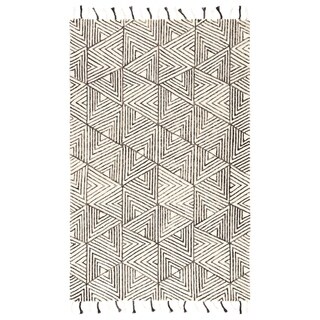 Iri Handmade Geometric Ivory/ Grey Wool Area Rug