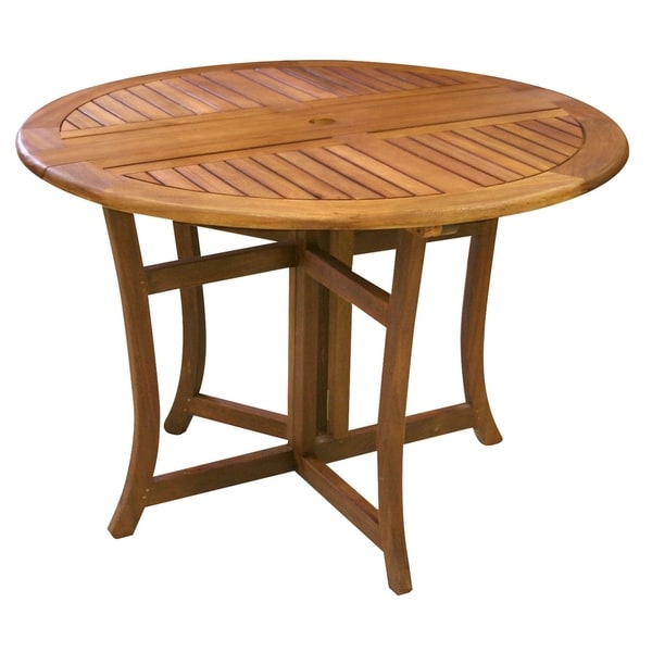 eucalyptus 43 inch round folding deck table