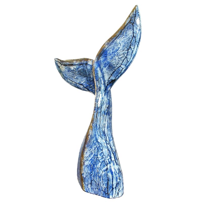 Wooden Whale Tail Statue- Blue