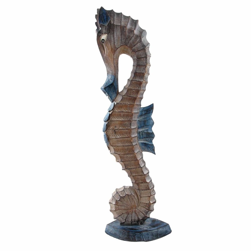 Seahorse Wood White Blue 12"
