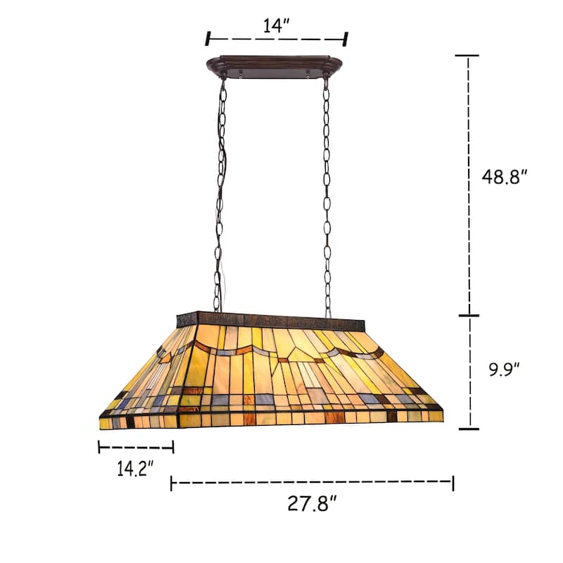 Tiffany Style 3-light Linear Island Fixture