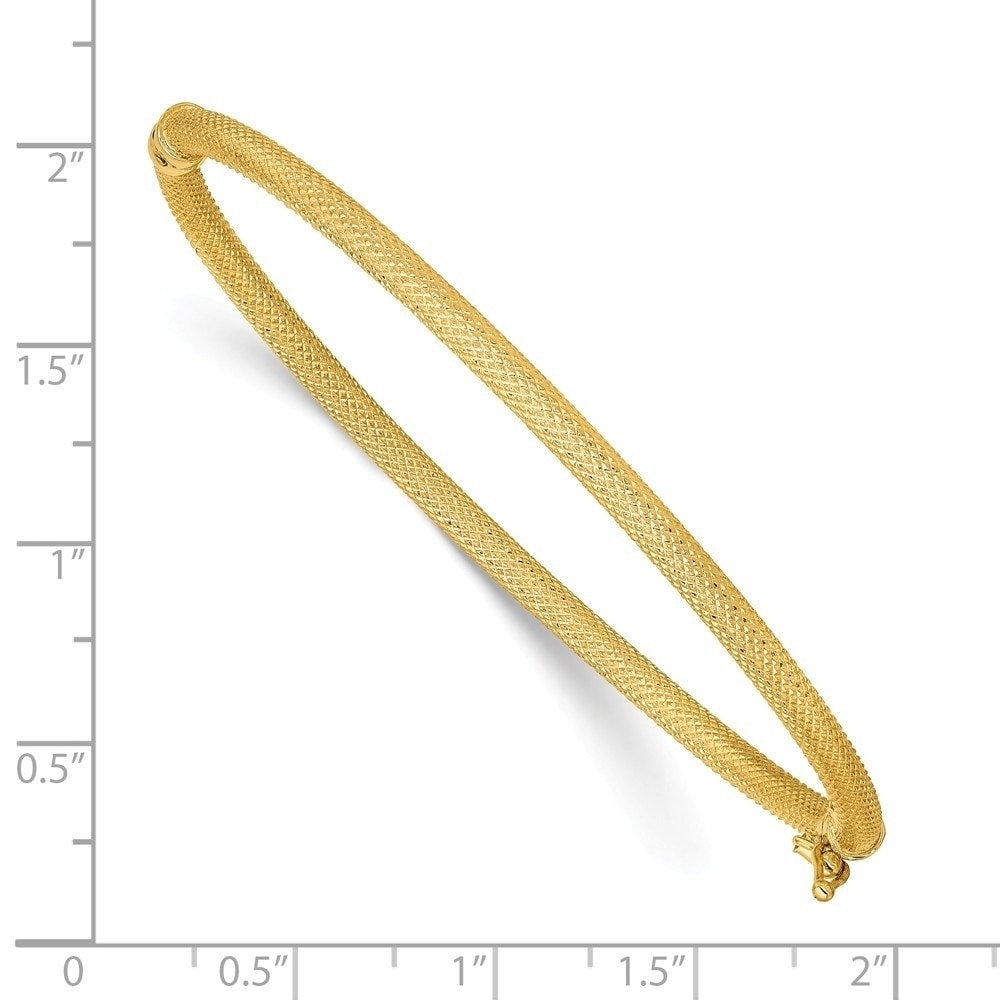 14kt Two Tone Gold Textured Tube Hinged Bangle