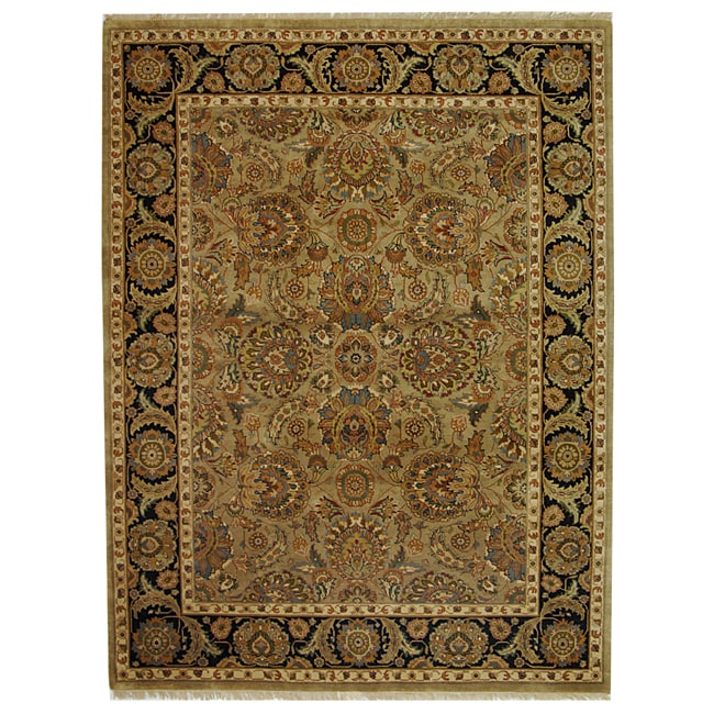 Hand knotted Camel/ Black Eternity Wool Rug (8 X 10)