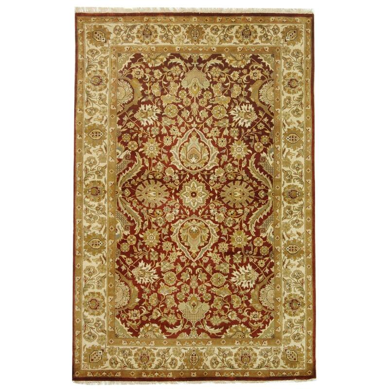 SAFAVIEH Hand-knotted Dynasty Starla Traditional Oriental Wool Rug with Fringe - 5' x 8' - Rust/Ivory - Rectangle