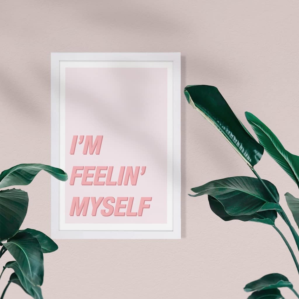 Wynwood Studio Typography and Quotes Framed Wall Art Prints 'Feelin Myself' Motivational Quotes and Sayings - Pink, Pink