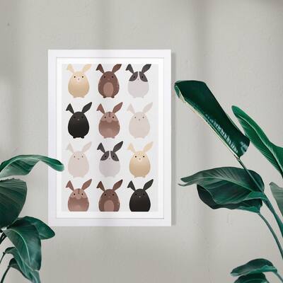 Wynwood Studio Animals Framed Wall Art Prints 'Bun Buns' Baby Animals Home Décor - Brown, White