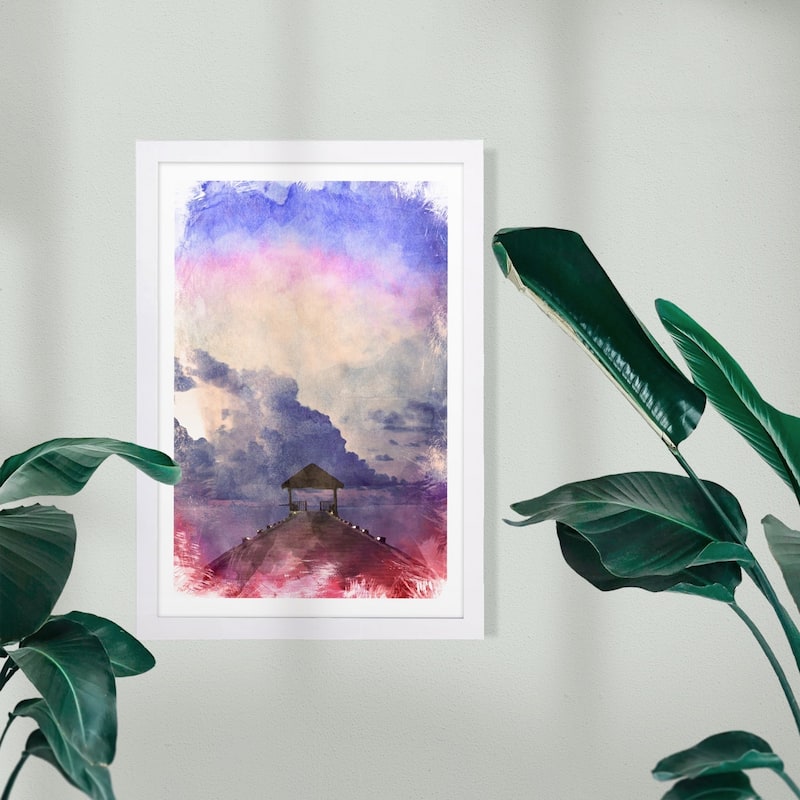 Wynwood Studio Nature and Landscape Framed Wall Art Prints 'Peace' Nature Home Décor - Purple, Brown