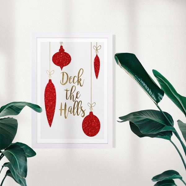 Wynwood Studio Holiday and Seasonal Framed Wall Art Prints 'Deck the Halls  Red' Christmas Home Décor - Red, Gold - 13 x 19 - On Sale - Bed Bath &  Beyond - 30247244