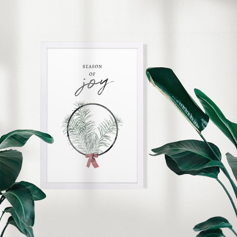 Wynwood Studio Holiday and Seasonal Framed Wall Art Prints 'Season of Joy' Christmas Home Décor - Red, Green - 13 x 19