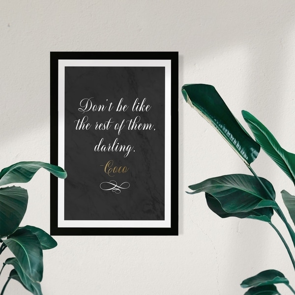 Wynwood Studio Typography and Quotes Framed Wall Art Prints 'Dont Be Like The Rest' Fashion Quotes and Sayings - Black, White
