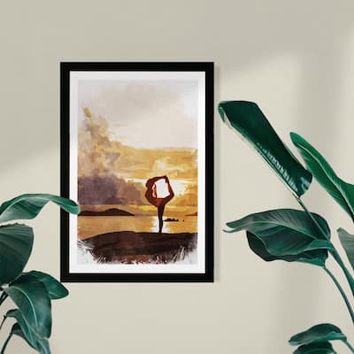 Wynwood Studio Sports and Teams Framed Wall Art Prints 'Ballance' Yoga Home Décor - Yellow, White
