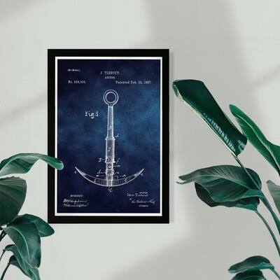 Wynwood Studio Nautical and Coastal Framed Wall Art Prints 'Anchor 1887- Chalboard Blue' Nautical Watercrafts - Blue, White