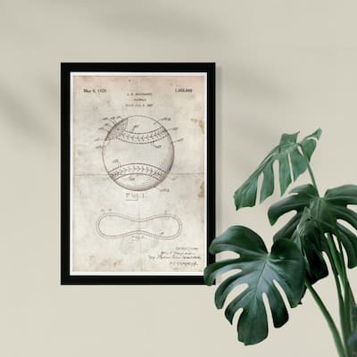 Wynwood Studio Framed Wall Art Prints 'Baseball 1928 Parchment'