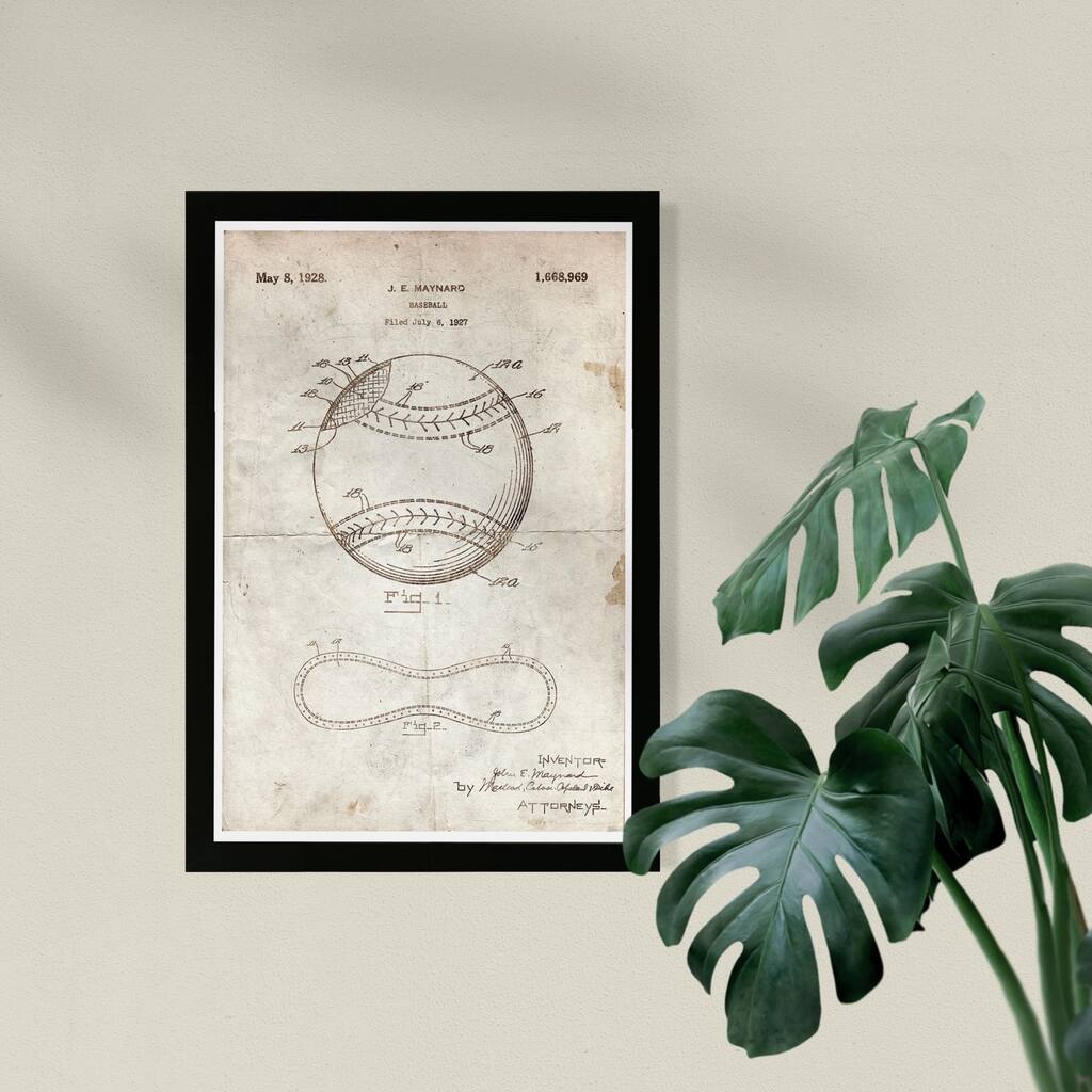 Wynwood Studio Framed Wall Art Prints 'Baseball 1928 Parchment'