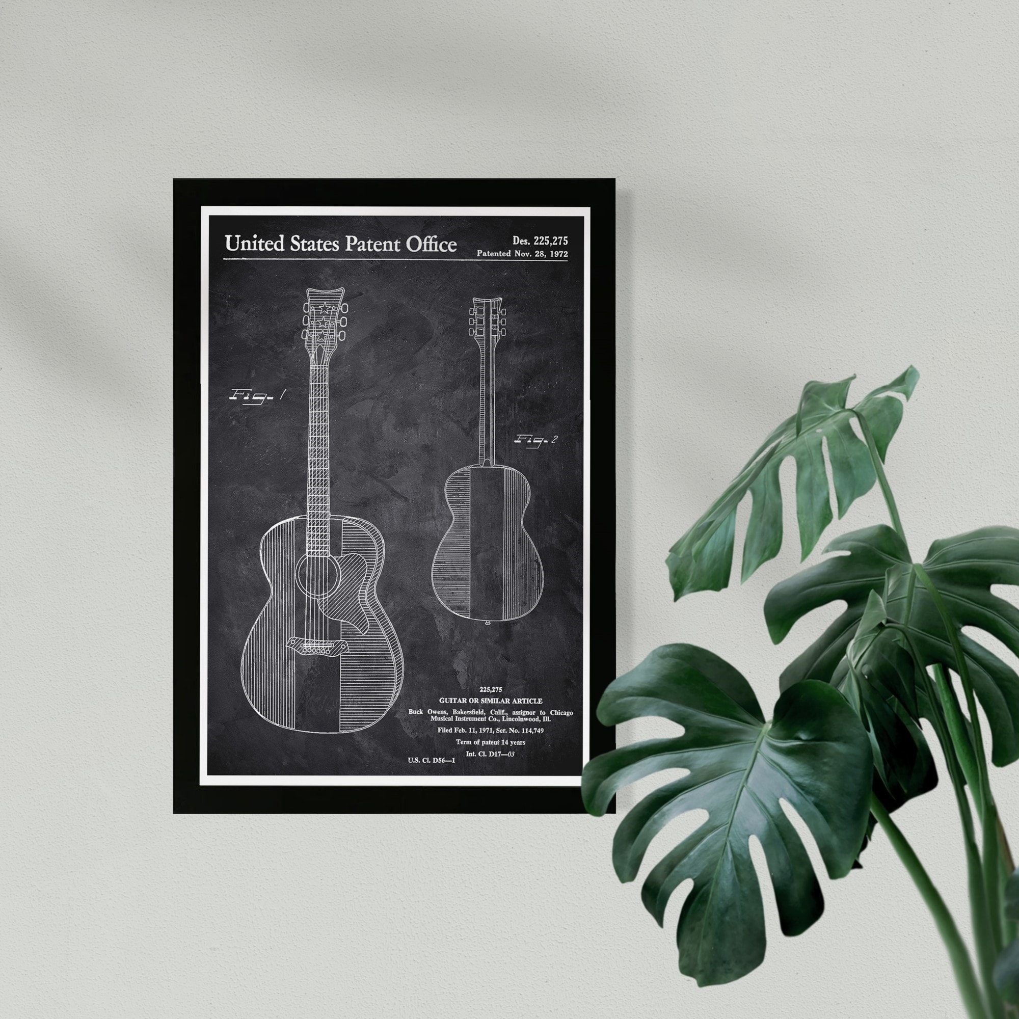 Shop Wynwood Studio Music And Dance Framed Wall Art Prints Buck Owens Guitar 1972 Chalkboard Music Instruments Black White Overstock 30247769