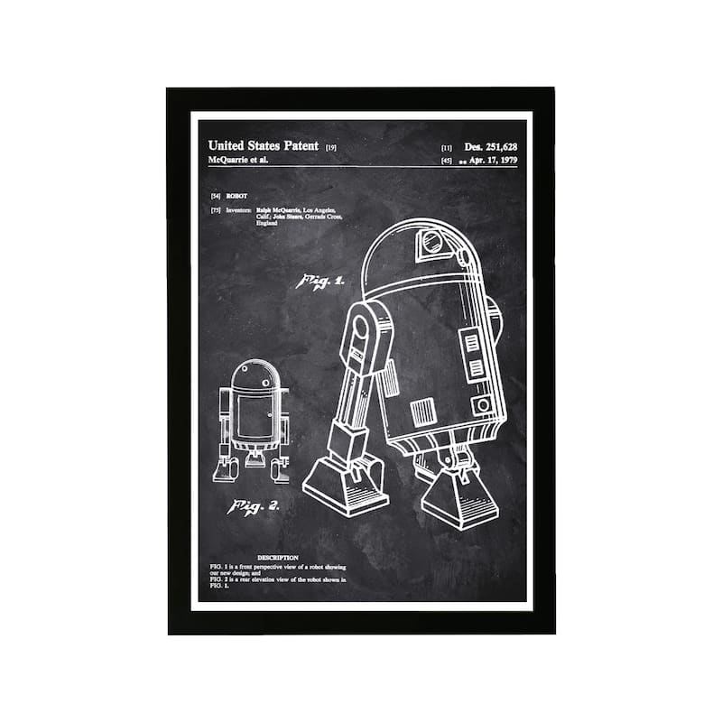 Wynwood Studio Framed Wall Art Prints 'Robot II 1979 Chalkboard'