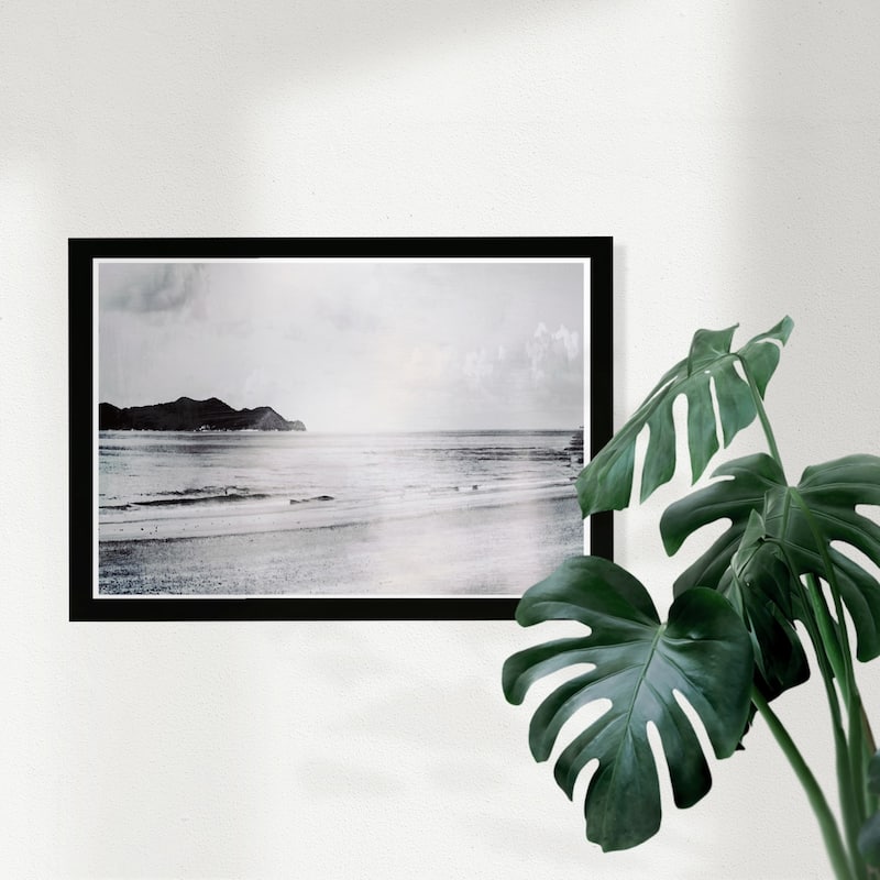 Wynwood Studio Nautical and Coastal Framed Wall Art Prints 'New Beach' Coastal Home Décor - Black, White