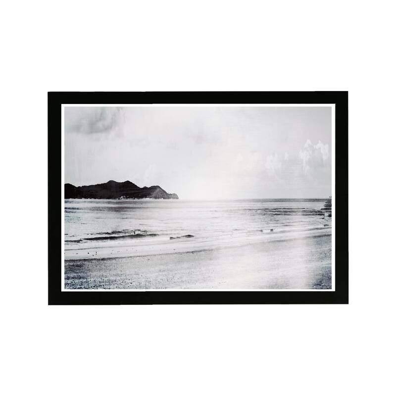Wynwood Studio Nautical and Coastal Framed Wall Art Prints 'New Beach' Coastal Home Décor - Black, White
