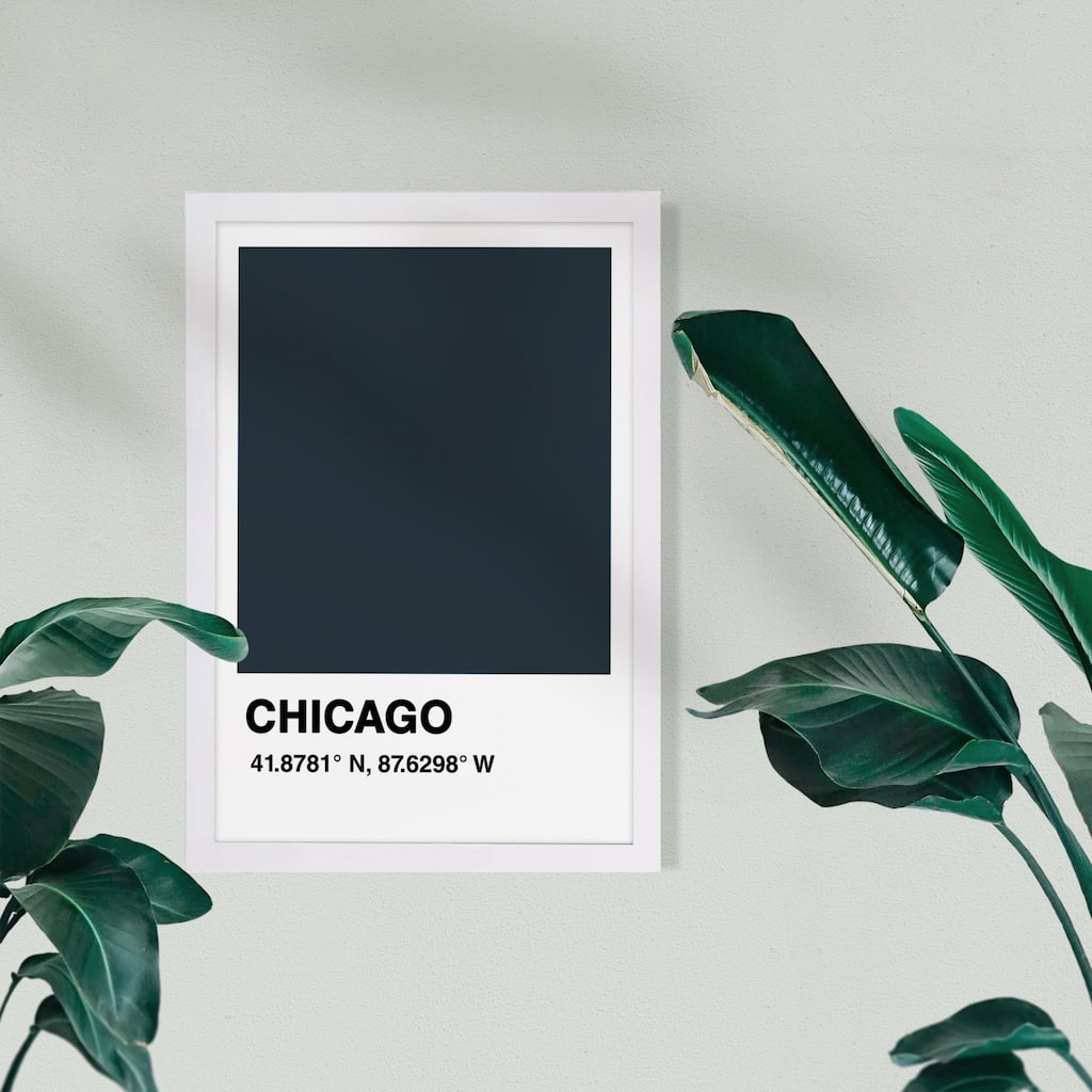 Wynwood Studio Cities and Skylines Framed Wall Art Prints 'Chicago Color Swatch' United States Cities Home Décor - Gray, White