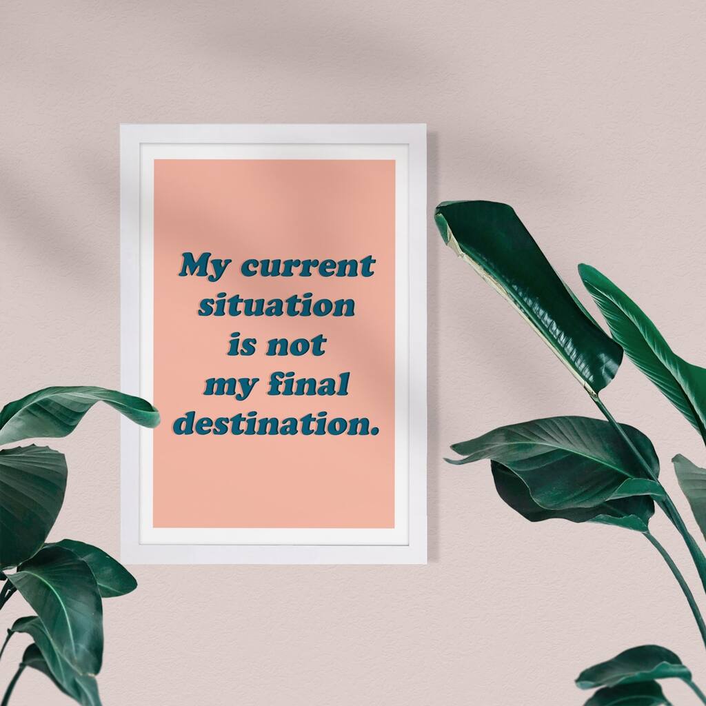 Wynwood Studio Typography and Quotes Framed Wall Art Prints 'Situation' Inspirational Quotes and Sayings - Orange, Blue