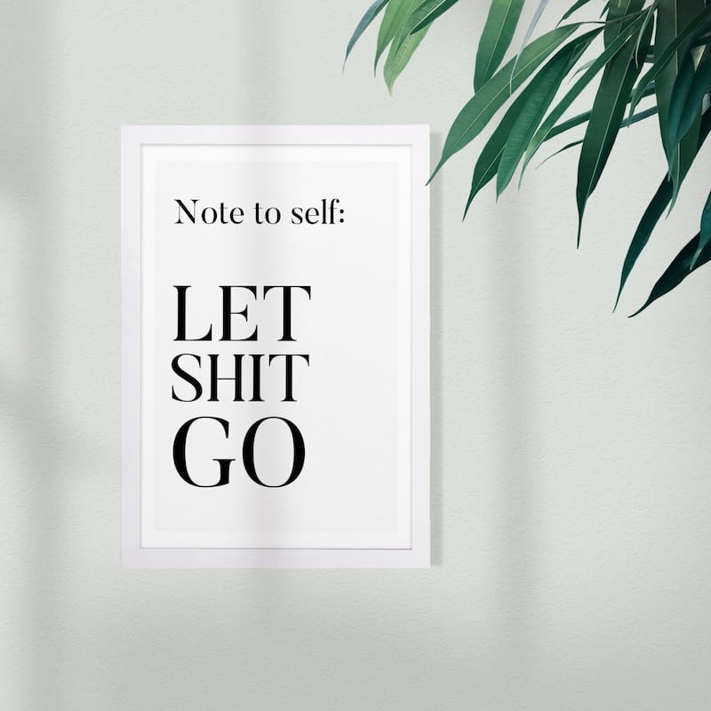 Wynwood Studio Typography and Quotes Framed Wall Art Prints 'Note To Self' Funny Quotes and Sayings Home Décor - Black, White