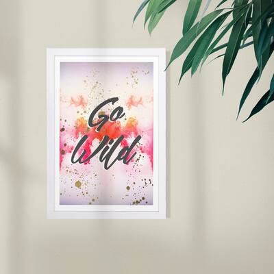 Wynwood Studio Typography and Quotes Framed Wall Art Prints 'Go Wild Ink' Motivational Quotes and Sayings Home Décor - Gray, Red